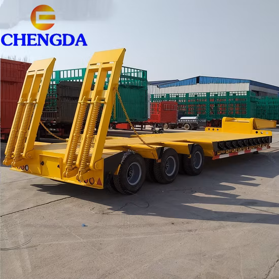 3 Axles Stock Gooseneck Lowboy Low Loader Lowbed Truck Trailer